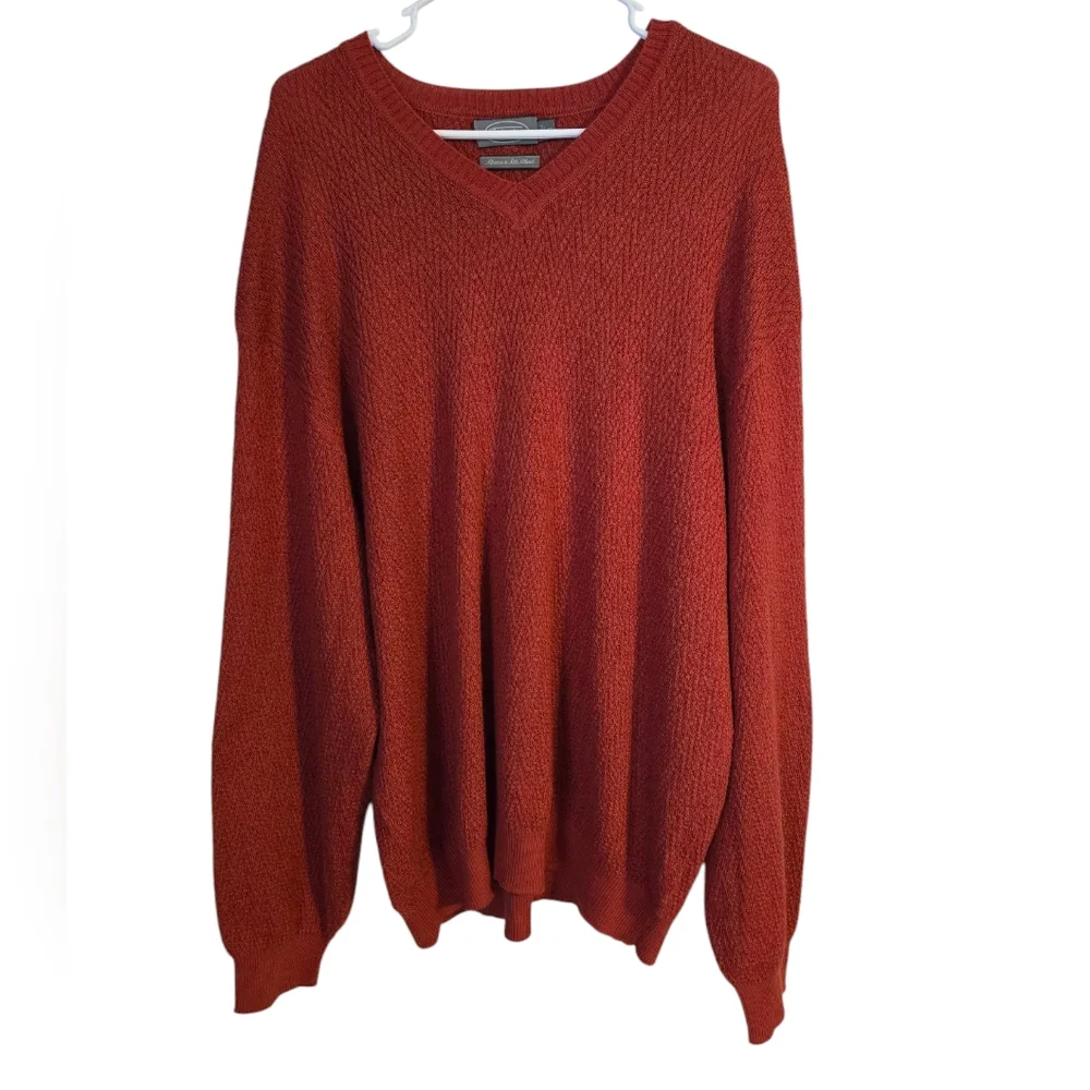 Talbots Men's Red V-Neck Pullover Sweater, Baby Alpaca Wool & Silk, XL - Picture 1 of 8